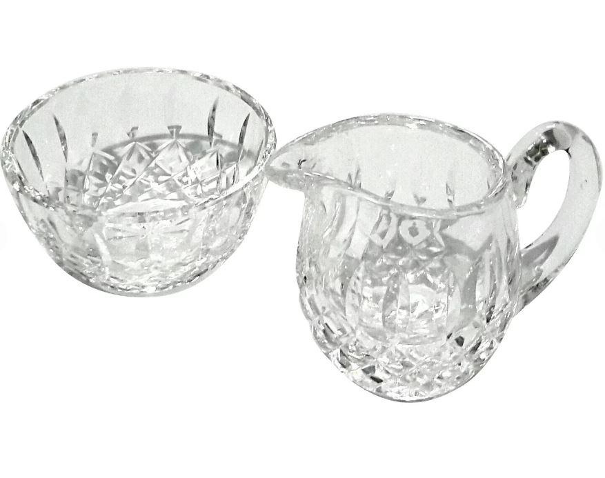 Crystal Glass 2 Two 2 14 Sugar Bowls and 2 12 Creamer